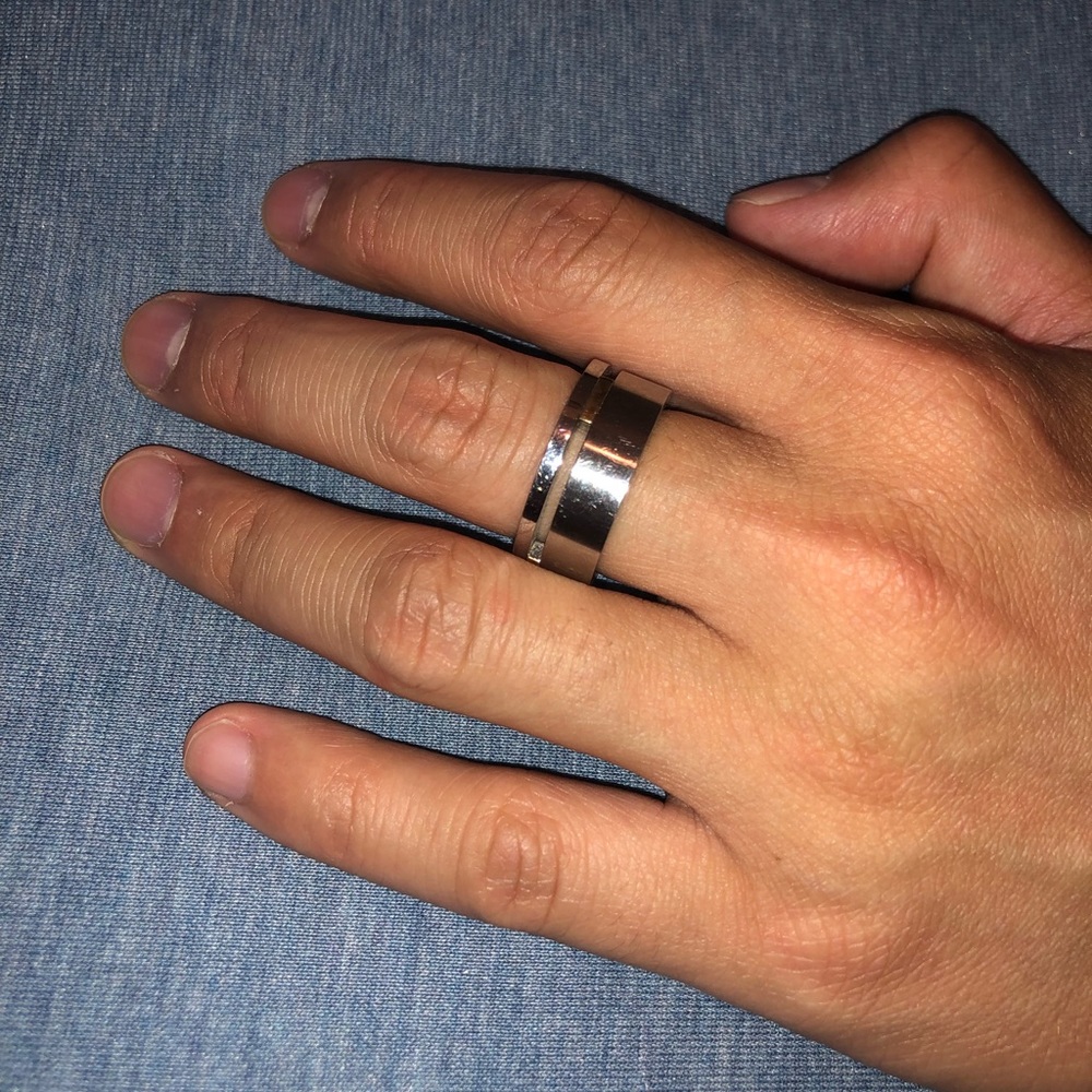 18K Two Tone Steel and Yellow Gold Men’s Ring